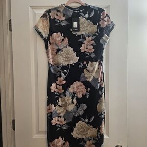Fashion Nova Black Floral Midi Dress